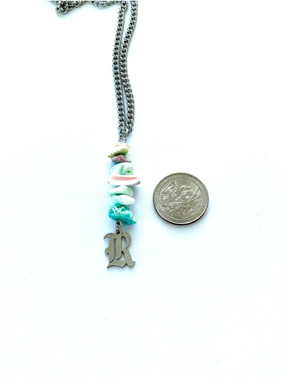 🆕 “R” Old English Letter Pendant Necklace-Stainless Steel